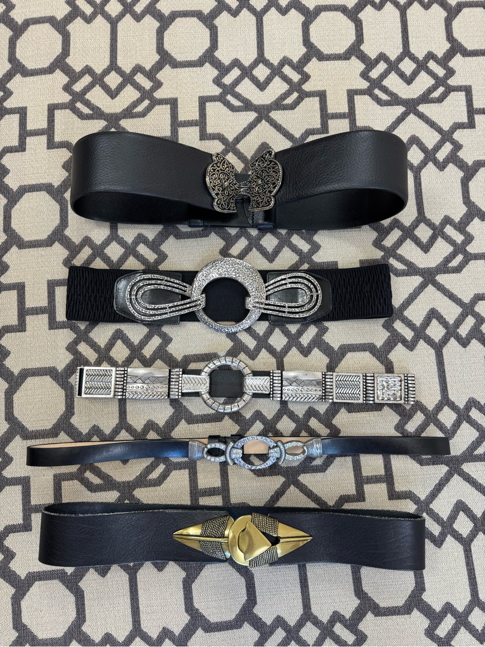 Chico’s 5 Pc Bundle Lot Leather Stretch Elastic Wide Waist Statement Belts